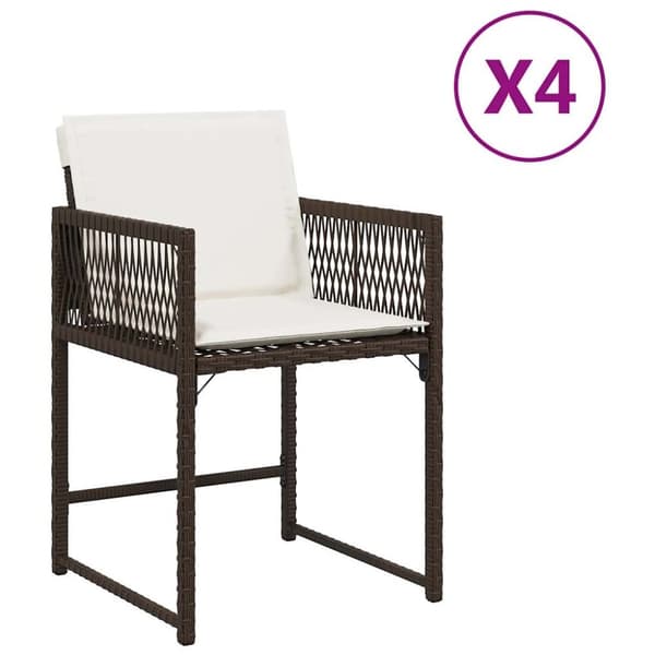 vidaXL havestole 4 stk. med hynder polyrattan brun