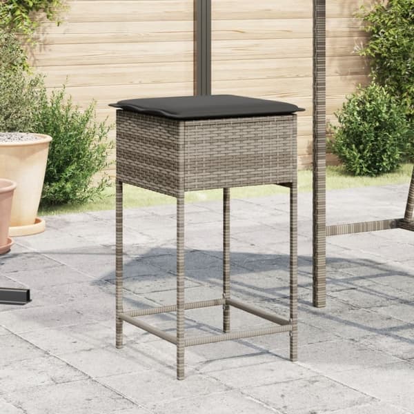 vidaXL barstole til haven med hynder 2 stk. polyrattan grå