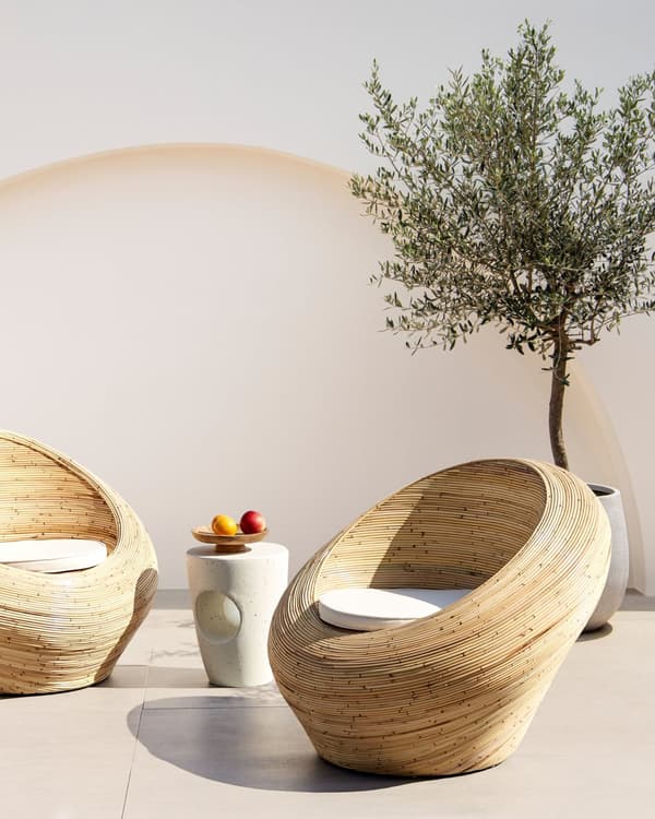 Trädgårdsfåtöljer 2 st Naturrotting med Sittdynor Beige Inomhus Utomhus Boho Stil