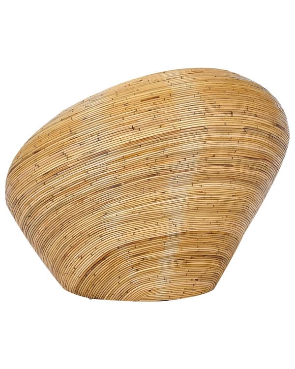 Sæt med 2 havelænestole i naturlig rattan med beige hynder ternet stol terrasse stue