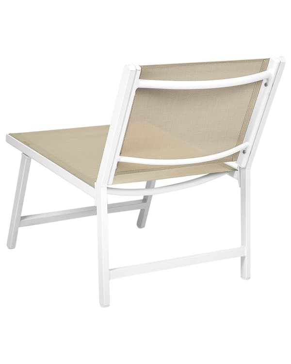 Havestol med Fodskammel Mesh Beige Udendørs Loungestole Nonwood Let Havelænestole med Skammel Loungehvilestole Vedligeholdelsesfri Havemøbler