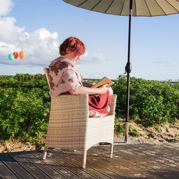 Parveketuoli WICKER tyynyllä, teräsrunko polyrottingilla, beige