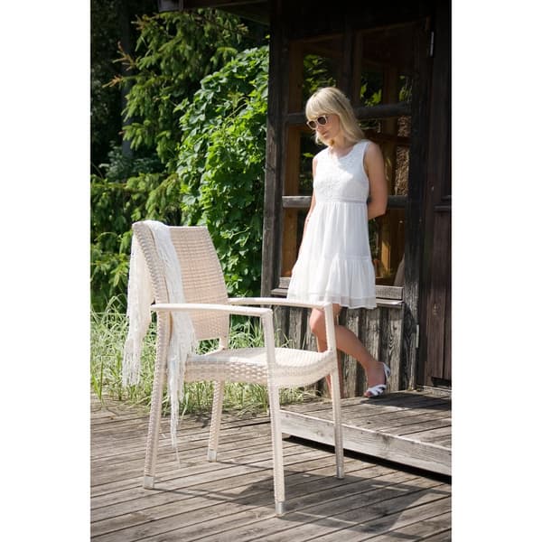 Puutarhatuoli WICKER käsinojilla, alurunko polyrottingilla, beige