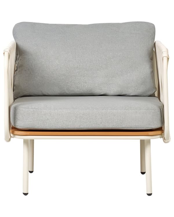 Hagestol Grå Stoff Hvit Aluminiumsramme Ryggstøtte med Tau Elegant stil