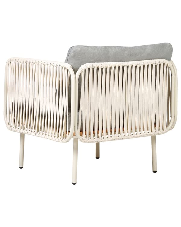 Hagestol Grå Stoff Hvit Aluminiumsramme Ryggstøtte med Tau Elegant stil