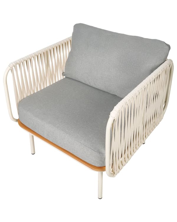 Hagestol Grå Stoff Hvit Aluminiumsramme Ryggstøtte med Tau Elegant stil