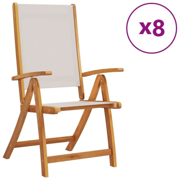 vidaXL foldbare havestole 8 stk. massivt akacietræ og textilene