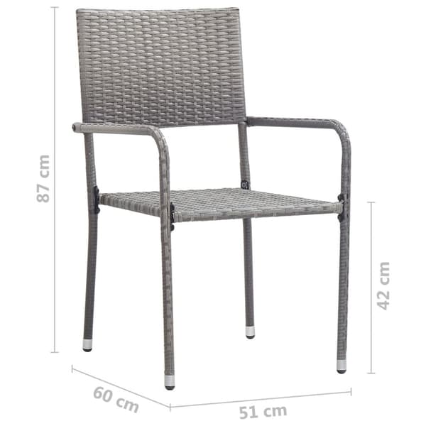 vidaXL havestole 4 stk. stabelbare polyrattan grå