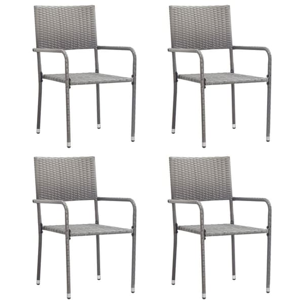 vidaXL havestole 4 stk. stabelbare polyrattan grå