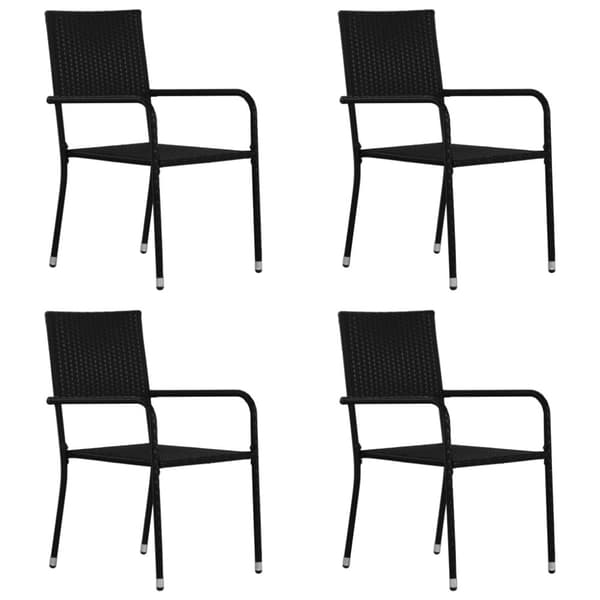 vidaXL havestole 4 stk. stabelbare polyrattan sort