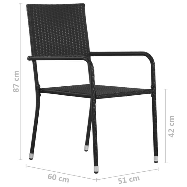 vidaXL havestole 6 stk. stabelbare polyrattan sort