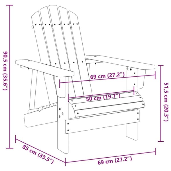 vidaXL Adirondack-stol 69x85x90,5 cm massivt grantræ hvid