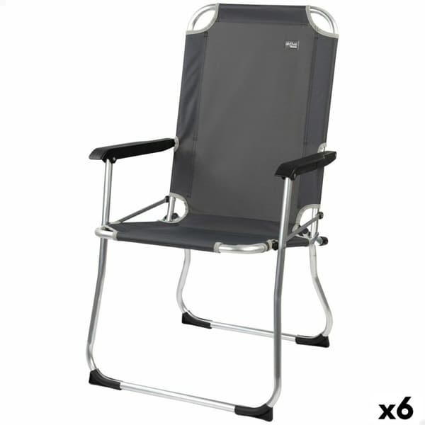 Hopfällbar campingstol Aktive Mörkgrå 45 x 91 x 47 cm (6 antal)