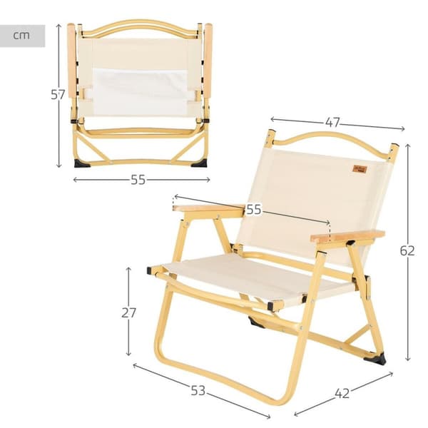 Sammenklappelig campingstol Aktive Sabana 47 x 62 x 42 cm (2 enheder)