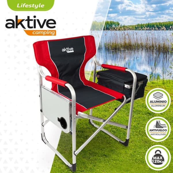 Sammenklappelig campingstol Aktive Grå Rød 61 x 92 x 52 cm (2 enheder)
