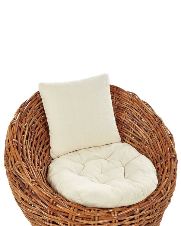 Trädgårdsstol Naturrotting med dyna i polyester Modern design Loungemöbler för utomhusbruk