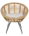 Miniatyrbild 5 av 10: Stol Naturlig Rotting Light Beige Bomullsdyna Medium Resistens Inomhus Utomhus Boho Stil Trädgård Uteplats Balkong