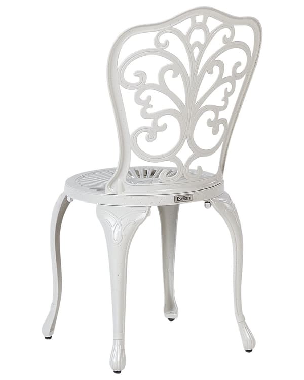 Trädgårdsstolar 2 st Vit Aluminium utan Armstöd Bistro Matstolar Vintage Stil Metall