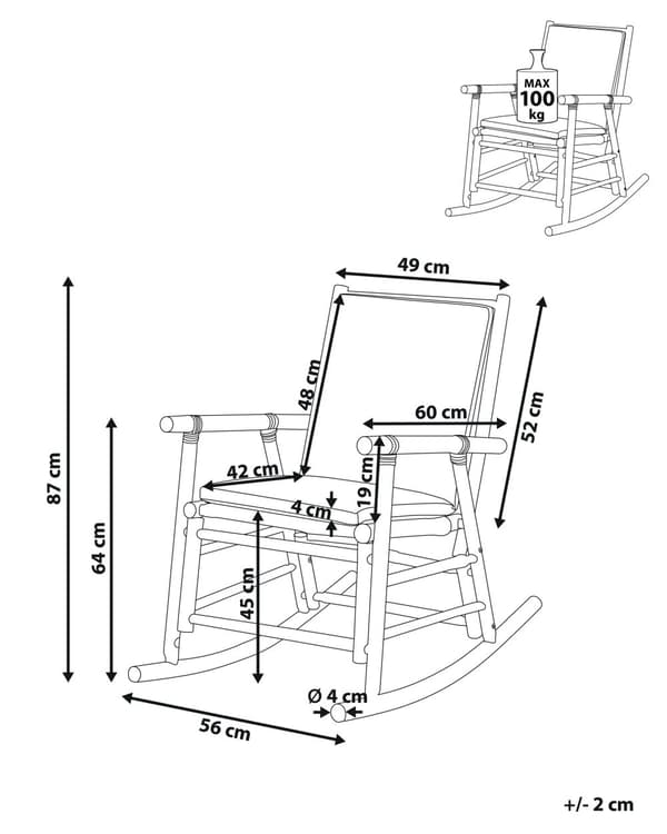 Gyngestol Lyst Tre Bambus Polyester Puter Hage Uteplass Balkong