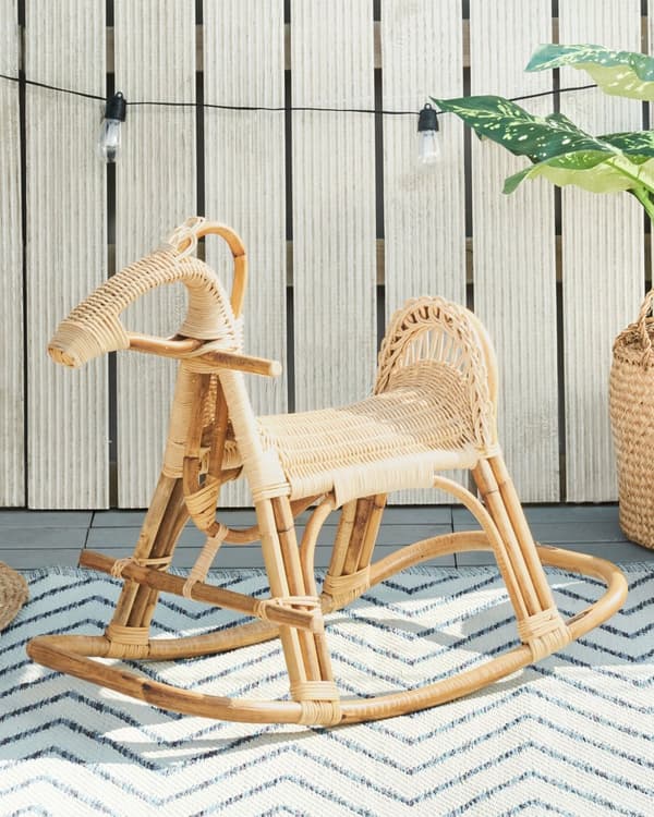 Barn Storlek Gunghäst Naturlig Rotting Boho Rustik Inomhus för Uteplats