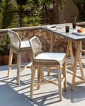 Pikkukuva 2 / 11: Baarituoli vaalea akasiapuu beige polypropeeni 2 kpl setti ulkokäyttöön puutarhaan boho rustiikkinen tyyli