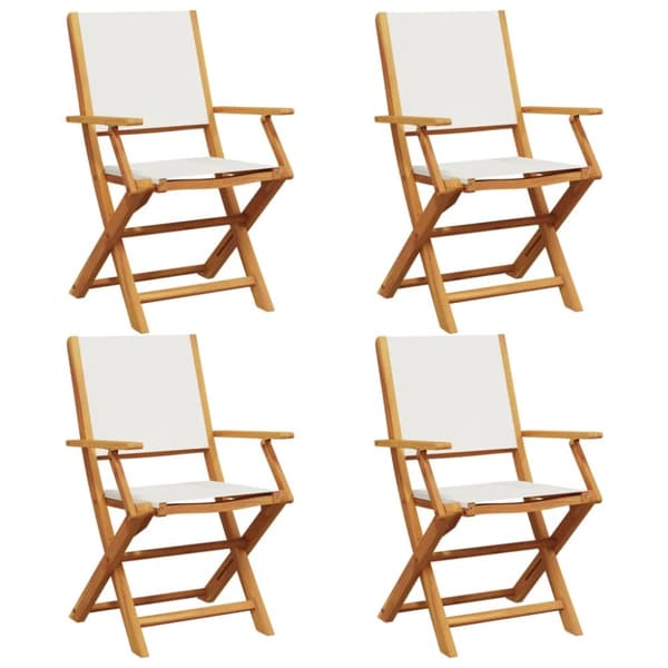 foldbare havestole 4 stk. stof og massivt træ cremehvid