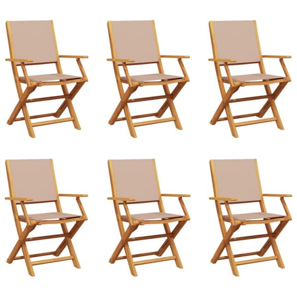 foldbare havestole 6 stk. stof og massivt træ gråbrunt