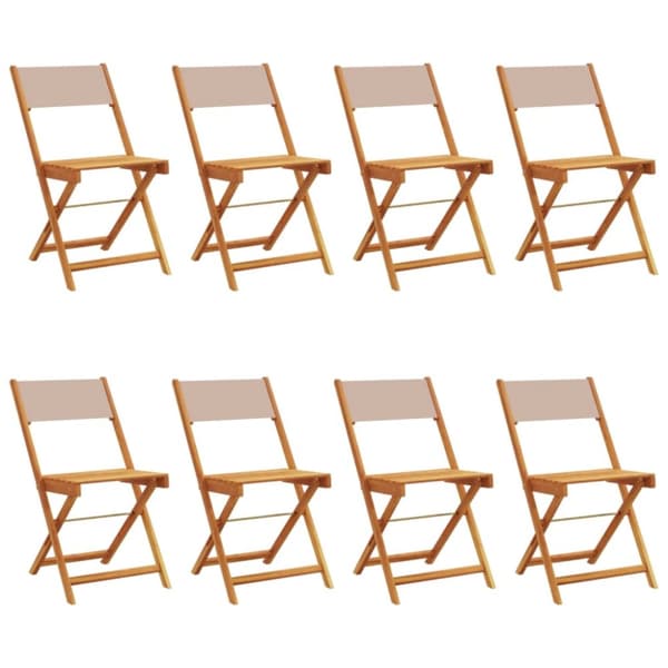 foldbare havestole 8 stk. stof og massivt træ gråbrunt