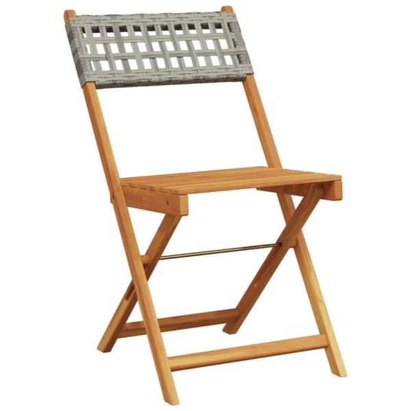 havestole 8 stk. foldbar polyrattan og massivt træ grå
