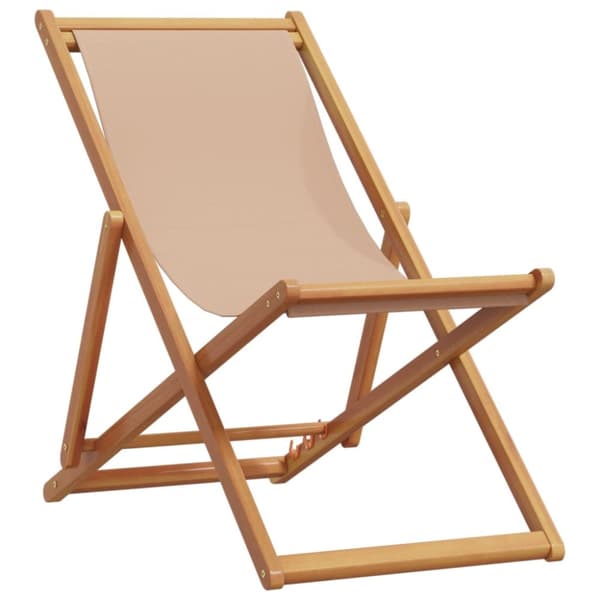 strandstole 2 stk. foldbar stof og massivt træ gråbrun