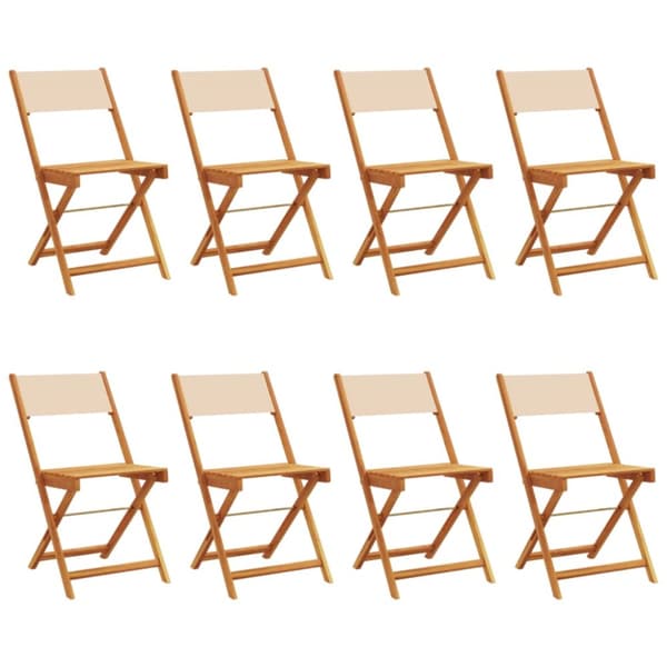 foldbare havestole 8 stk. stof og massivt træ beige
