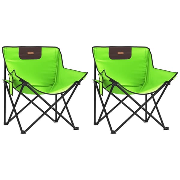 campingstole med lommer 2 stk. foldbar grøn