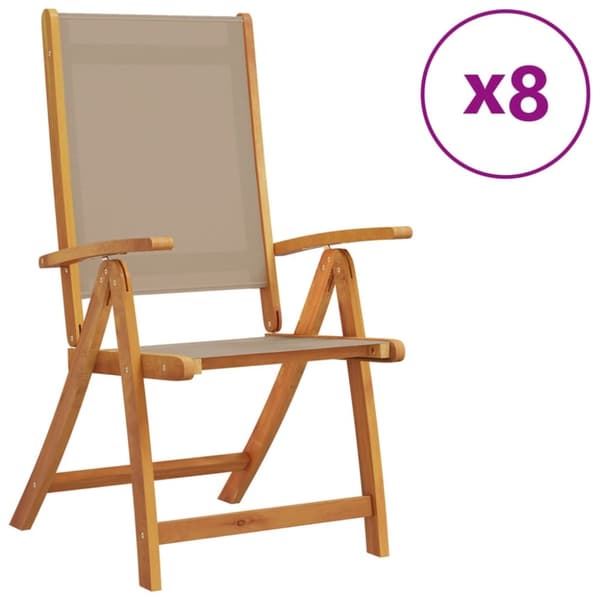 foldbare havestole 8 stk. massivt akacietræ og textilene