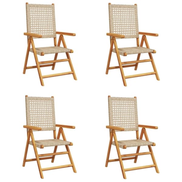havestole 4 stk. med lænefunktion polyrattan beige