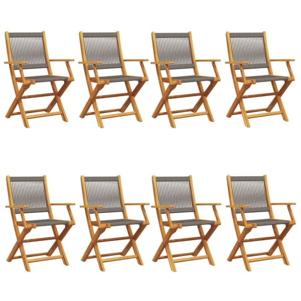 foldbare havestole 8 stk. massivt akacietræ grå