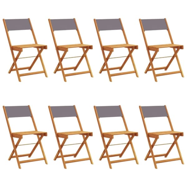 foldbare havestole 8 stk. stof og massivt træ antracit