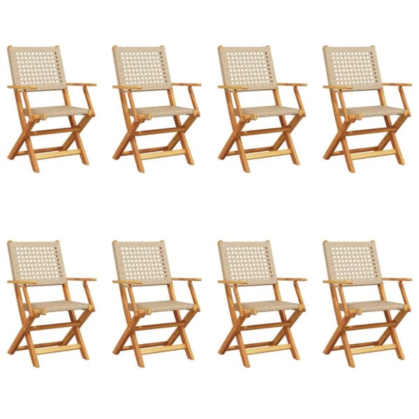 foldbare havestole 8 stk. polyrattan beige