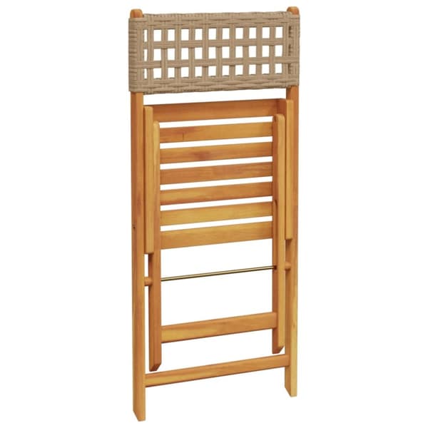 Hopfällbara trädgårdsstolar 4 st beige konstrotting/massivt trä
