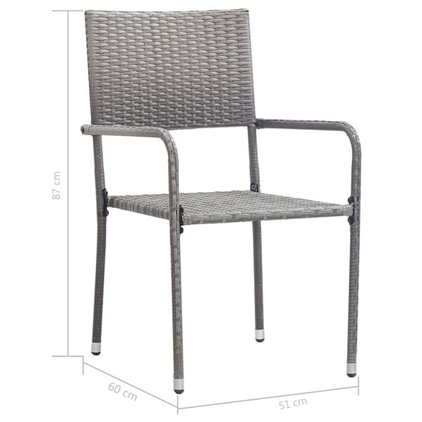havestole 2 stk. stabelbare polyrattan grå