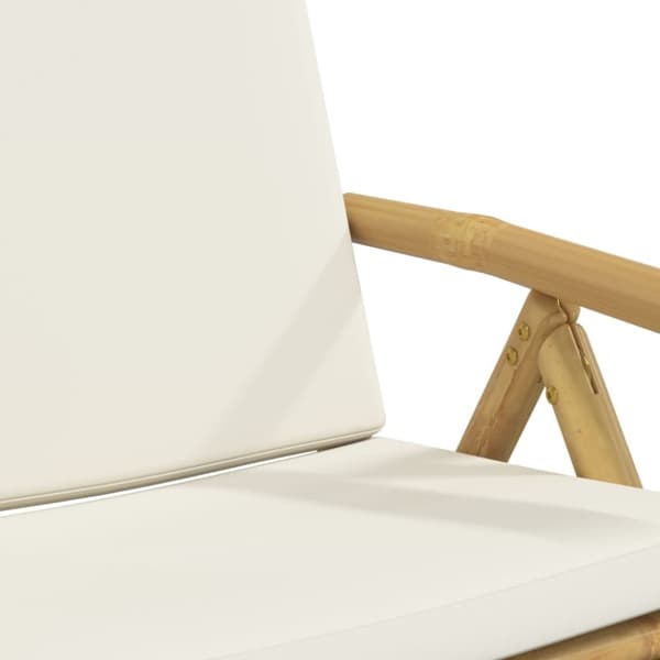 foldbare bistrostole 6 stk. med cremefarvede hynder bambus