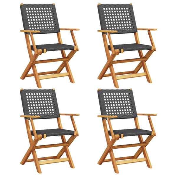 foldbare havestole 4 stk. polyrattan sort