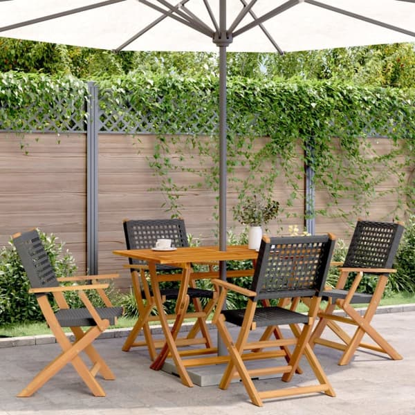 foldbare havestole 4 stk. polyrattan sort