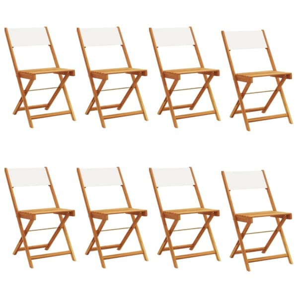 foldbare havestole 8 stk. stof og massivt træ cremehvid