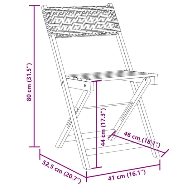 foldbare havestole 8 stk. polyrattan sort