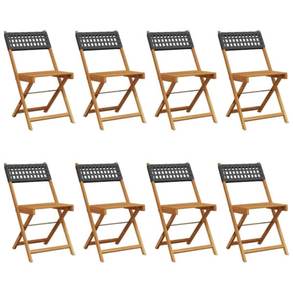 foldbare havestole 8 stk. polyrattan sort