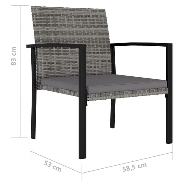 havestole 4 stk. polyrattan grå