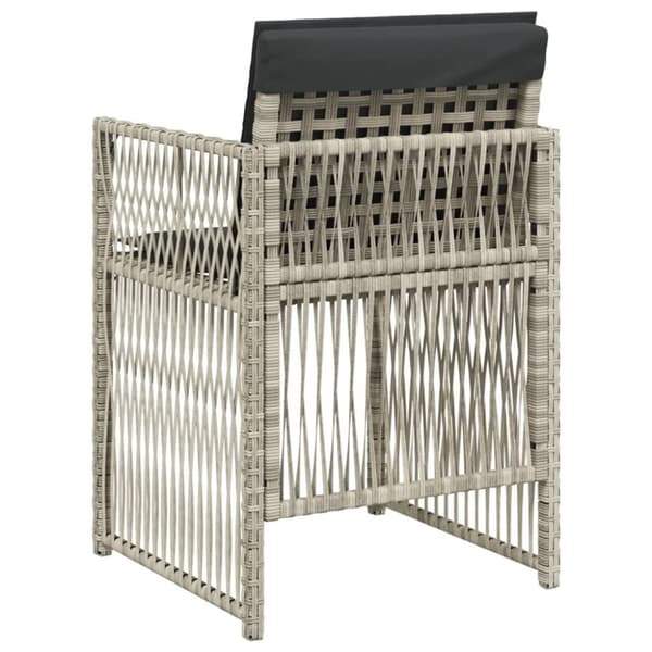 havestole 4 stk. med hynder polyrattan lysegrå