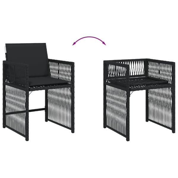 havestole med hynder 4 stk. polyrattan sort
