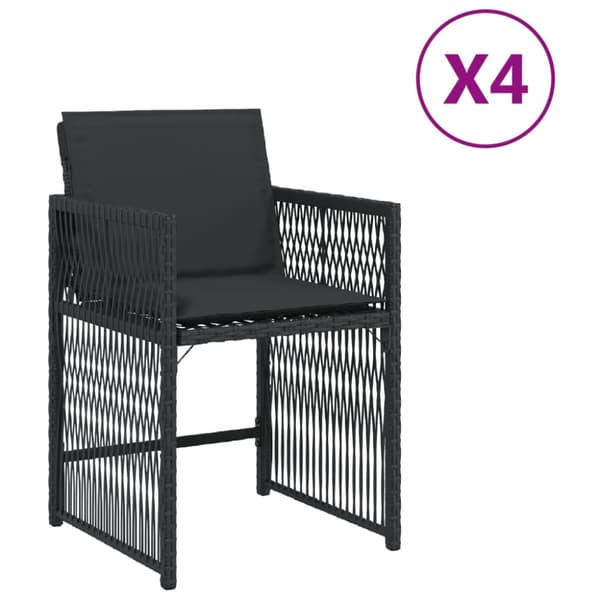 havestole med hynder 4 stk. polyrattan sort