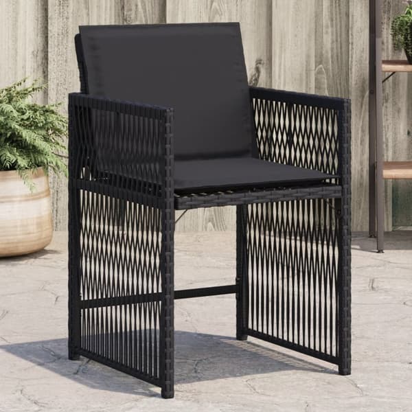 havestole med hynder 4 stk. polyrattan sort